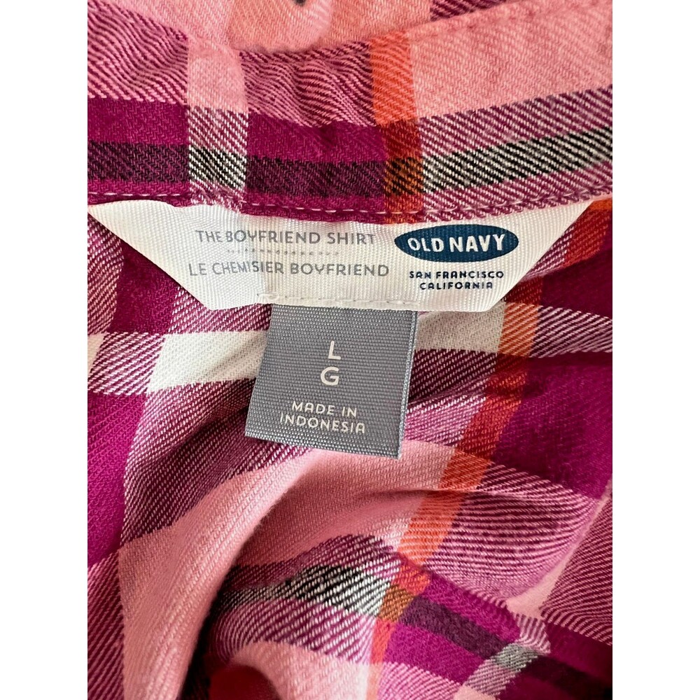 OLD NAVY Women's Multi Plaid "soft cotton flannel" Button Up Shirt Size LARGE